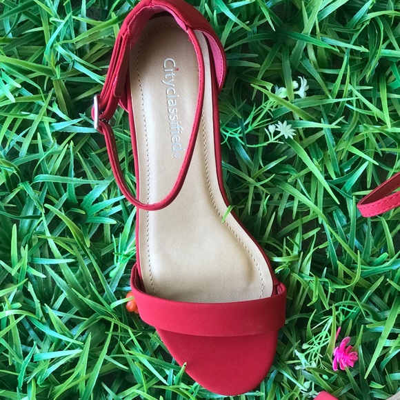 City Classified Red ankle strap 2” Heel Sandal - Picture 5 of 7